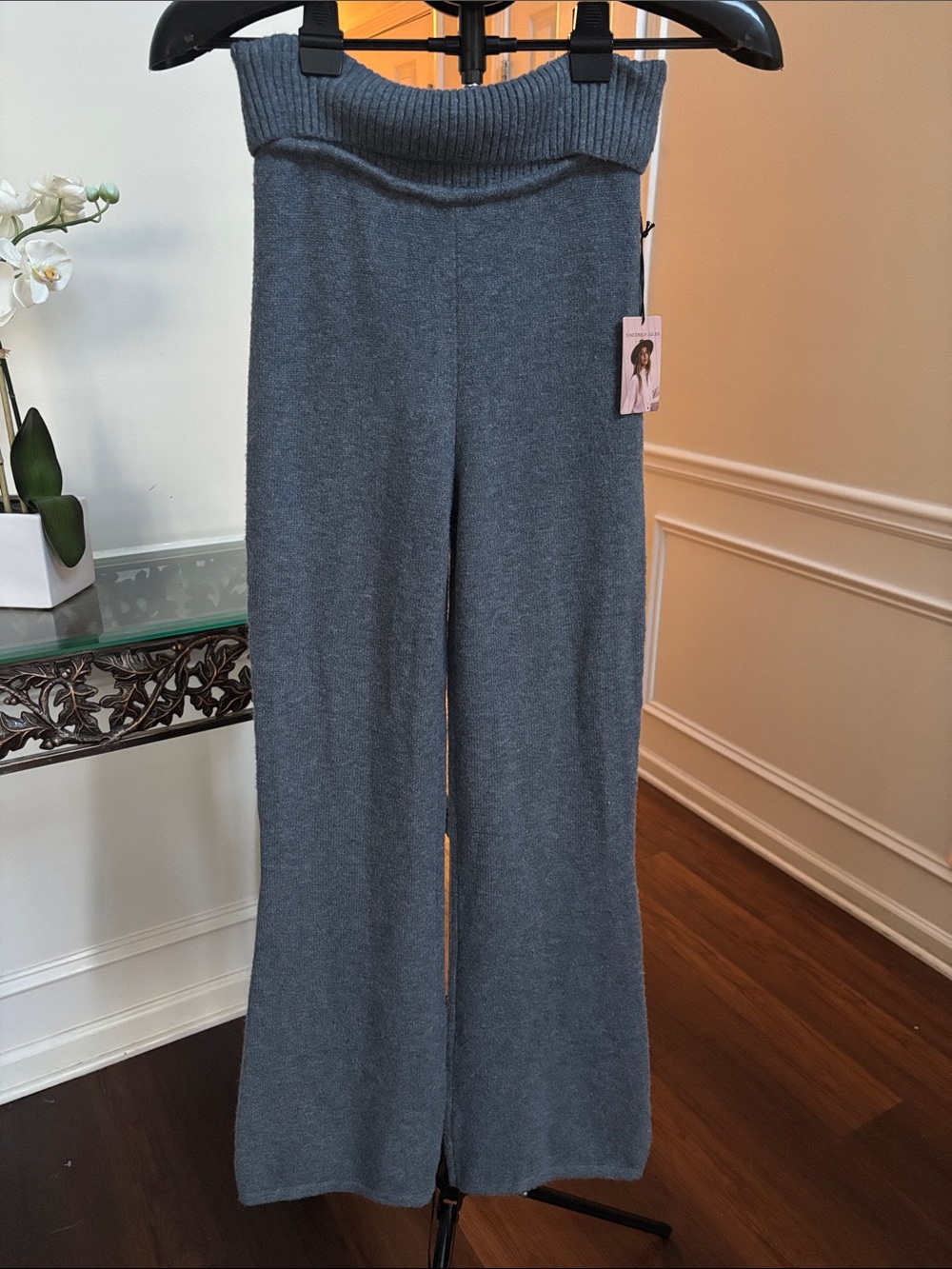 Sincerely Jules Sweater Fold-Over Waist Wide-Leg Pants - size Medium
